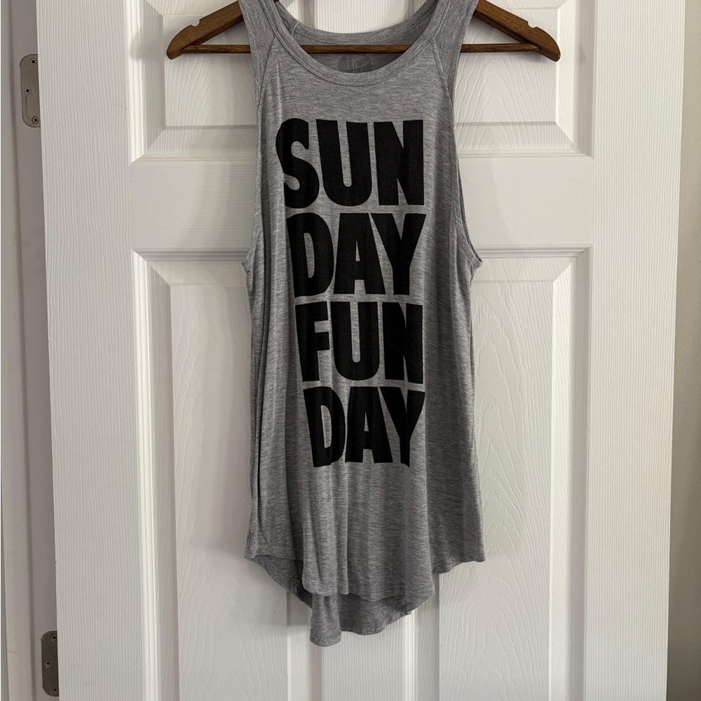 Gray Tank Top with Bold Black Print